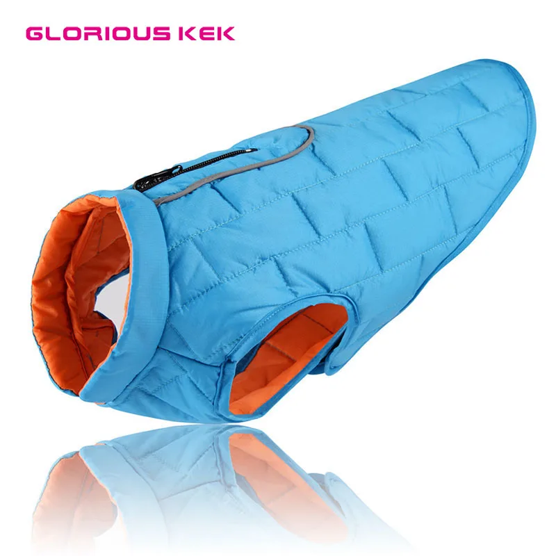 

GLORIOUS KEK Waterproof Dog Clothes Winter Jacket Reflective Reversible Pet Coats for Small Medium Large Dogs Quilted Dog Vest