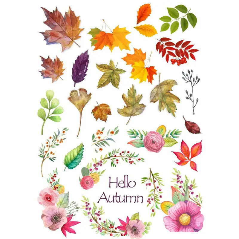 Seasonstorm Hello Autumn Yellow Leaves Precut Anti-UV Waterproof Decoration Album Planner Stickers Scrapbooking Diary Sticky Paper Flakes PK041