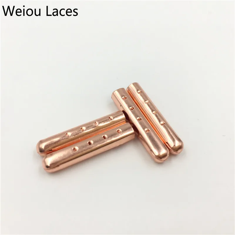 Weiou 4 шт. 1 компл. мм 3,8x22 мм шнурки наконечник Aglet концы пуля металлический замок зажимы DIY для одежды шнурки серебро, золото, GunBlack Rose - изображение