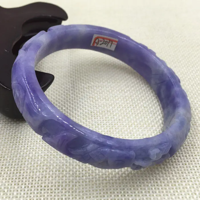 

A-2017 Chinese Hand-carved Lavende Purple Jadeite Jade Gems Bangle Bracelet 63mm 28% 10.13