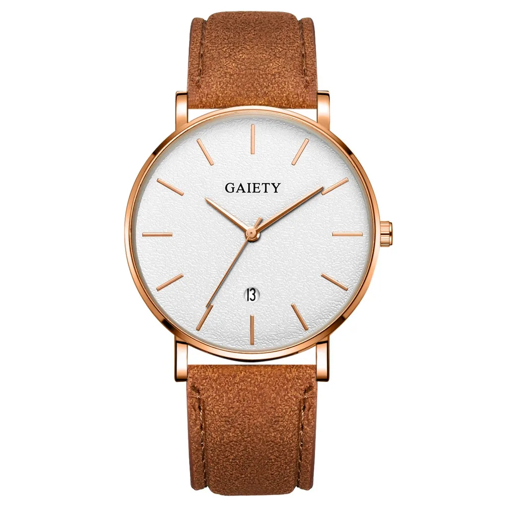 

2019 Fashion Simple Reloj Hombre Casual Calendar Round Glass Sport Relogio Masculino Business Leather With Strap Men's Watch