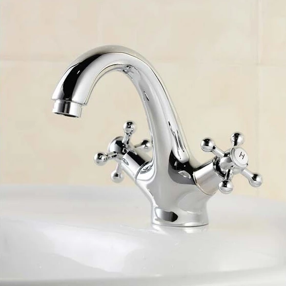 Chrome Brass European Swan Faucets Bathroom Sink Basin Mixer Tap Dual