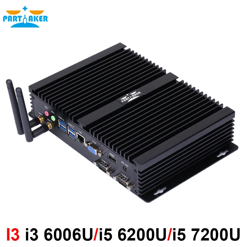 Intel Core i3 6006U i5 6200U i5 7200U Мини ПК Windows 10 Barebone компьютер 2 ГГц 520/620 графика 4 к HTPC minipc HDMI VGA 2 COM