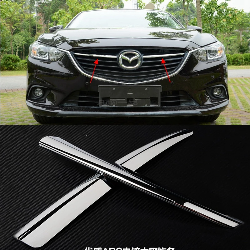 

Car Styling For Mazda 6 M6 Atenza 2013 2014 2015 2016 ABS Chrome Front Up Center Grilles Racing Grills Decorative Strips 2Pcs
