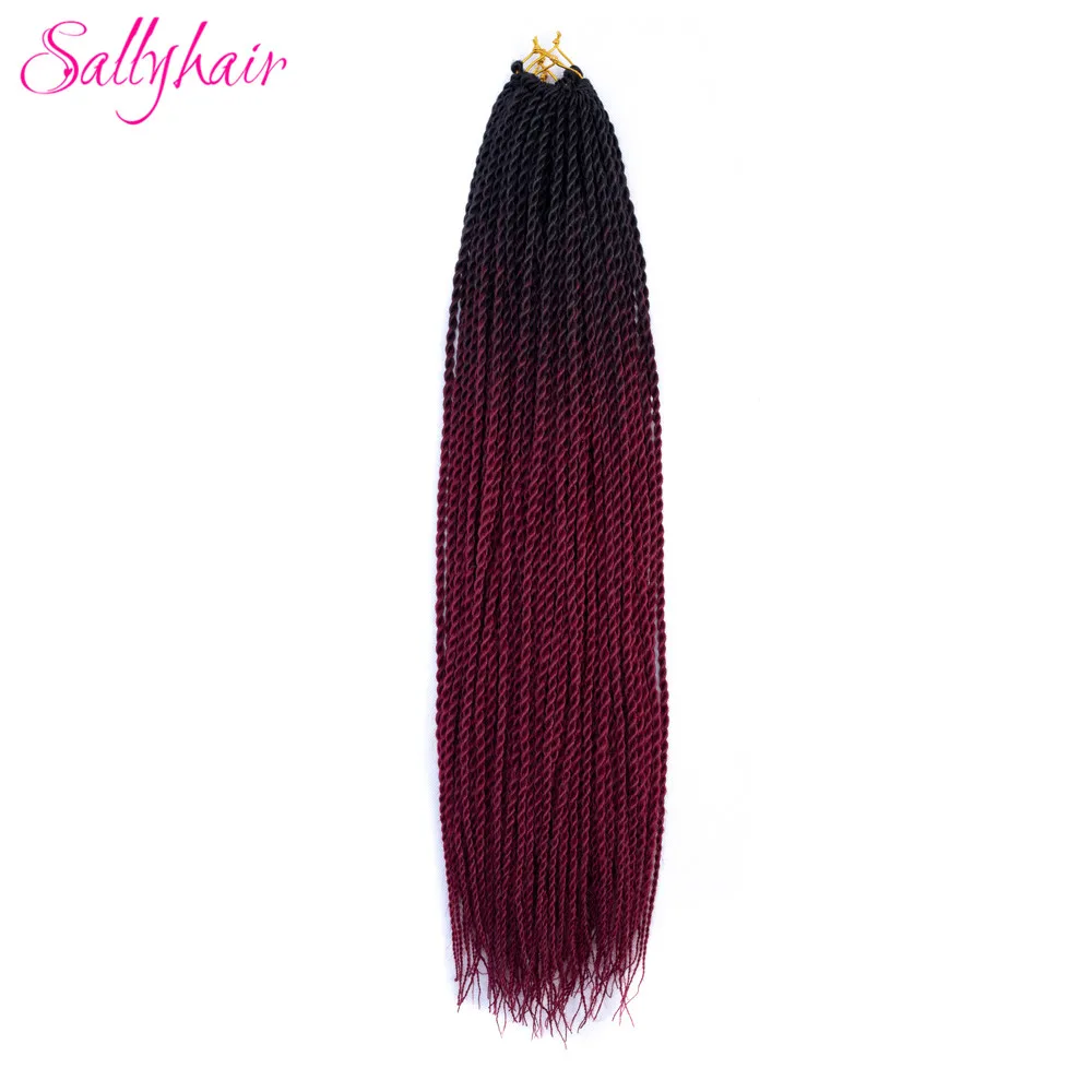 Sallyhair, 24 дюйма, 20 прядей, Омбре, цвет, сенегаль, закрученные косички, волосы для наращивания, высокая температура, синтетические, вязанные, косички - Цвет: P1B/27