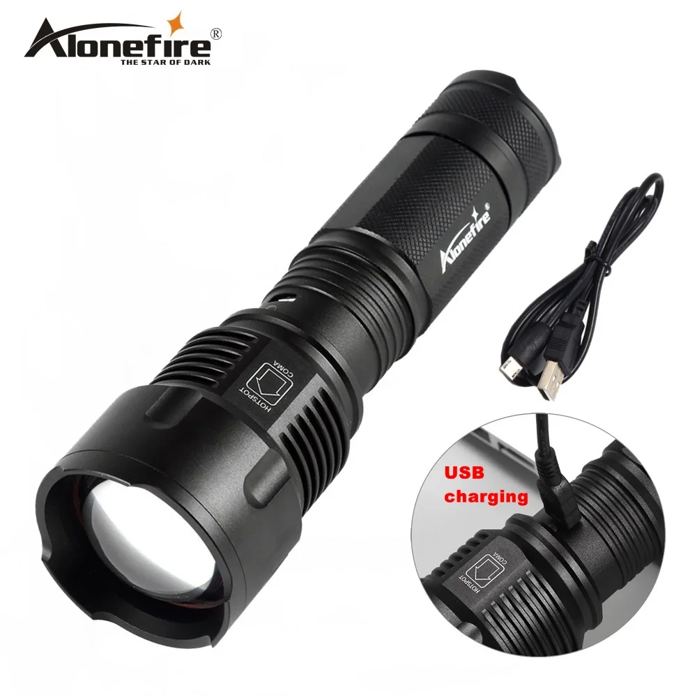 AloneFire USB 26650 Flashlight X981 Zoomable Torch 3Modes Flashlight