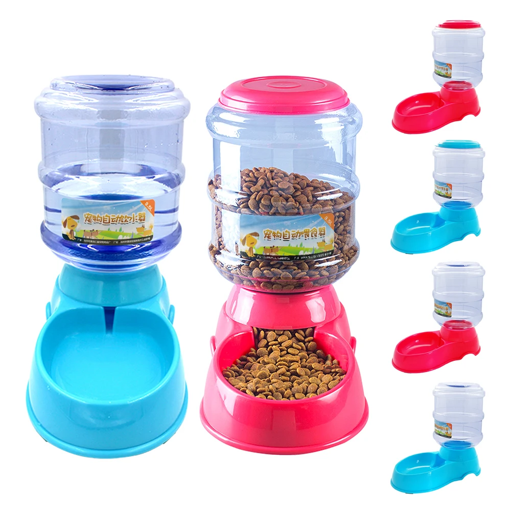 3 5L Automatic font b Pet b font Feeder Drinking Fountain Dog Food Bowl Dish Water