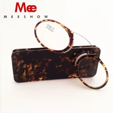 TORTOISE Mini Reading Glasses +1.0 to +3.5, Portable SOS Wallet Reader with Case, nose clip on Mini reading glasses with case