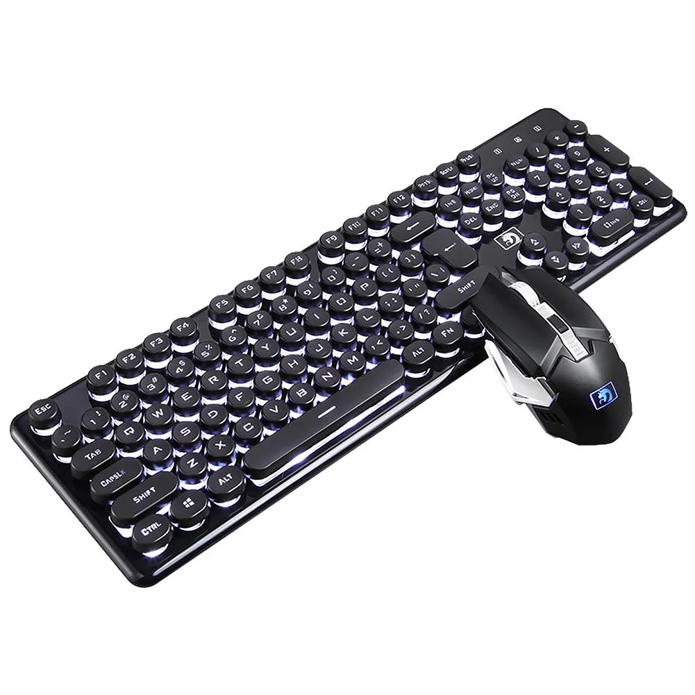 

Cool Rechargeable 2.4GHz Home Keyboard Mouse Combo Ergonomic 2400DPI Wireless Rainbow Backlit Waterproof PC Gaming For Xinmen