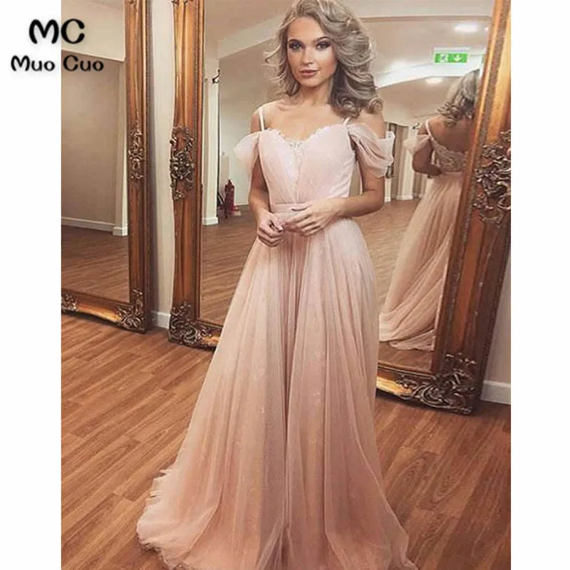A-Line Spaghetti Straps Long Prom Evening Dress 3