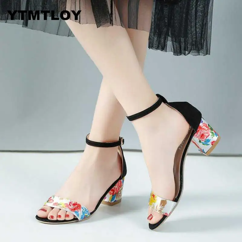 

Female Fashion Sexy Hollow With Sandals Summer Women Pumps Shoes Women High-heels Crystal Ankle Strap Zapatos Mujer printing