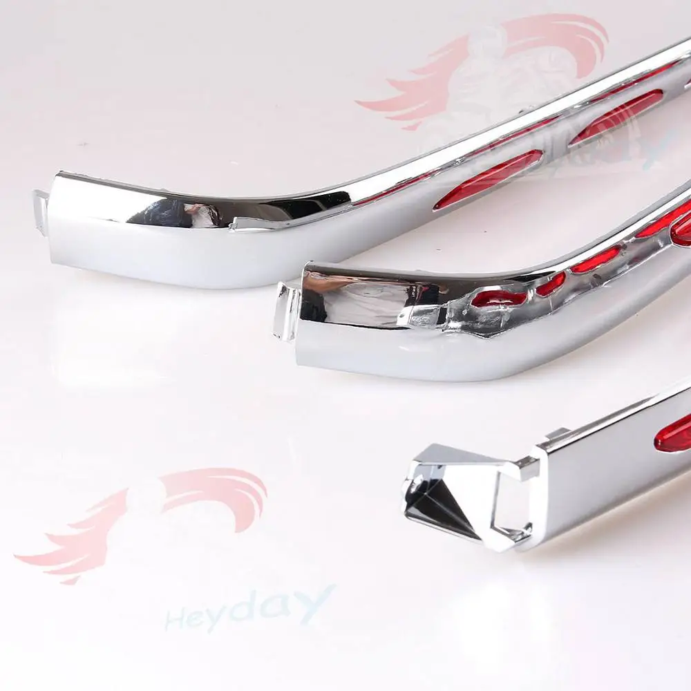  New Left Right Chrome Fairing Lens LED Light Trunk Moldings For Honda Goldwing 1800 GL1800 2001-201 - 33048441504