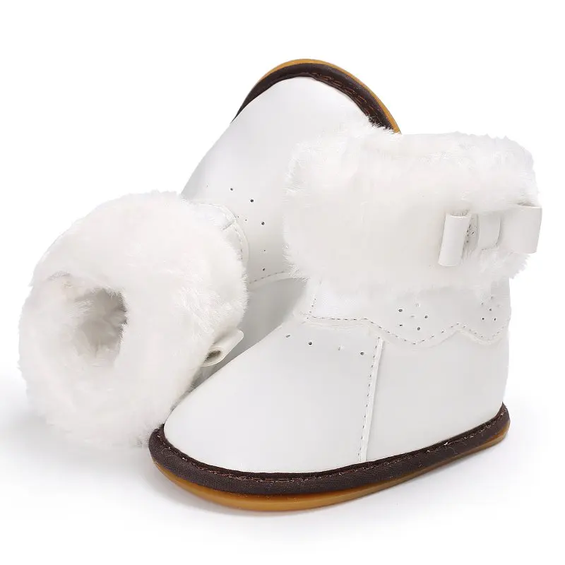 Обувь для маленьких девочек; обувь для малышей; зимние ботинки для новорожденных; теплые ботинки из искусственной кожи на мягкой резиновой подошве