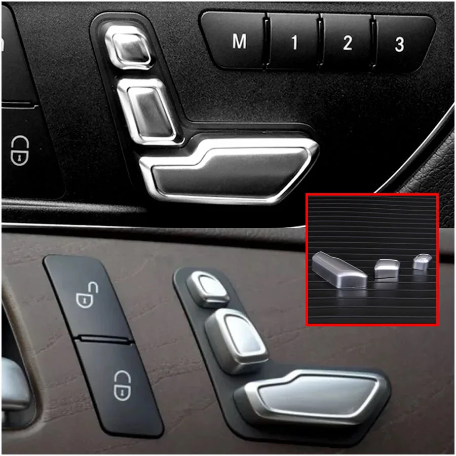 6Pcs Car Interior Decoration Auto Seat Adjustment Button Switch Trim For Mercedes Benz EGLKMLGLGLSCLA C E G B Class (7)