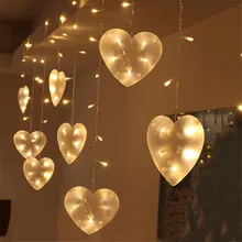 BEIAIDI, 3x0,65 м, в форме сердца, занавес, сосулька, светодиодная гирлянда, светильник, романтическая, Рождественская, свадебная, праздничная, оконная занавеска, гирлянда, внутреннее освещение