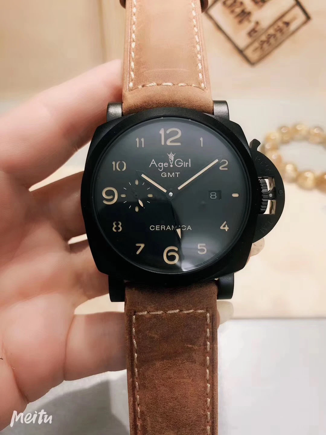 

Luxury Brand Men Automatic Mechanical Sapphire Black Stainless Steel 3 Day Luminous GMT Sport Watches Ceramica Cow Leather AAA+