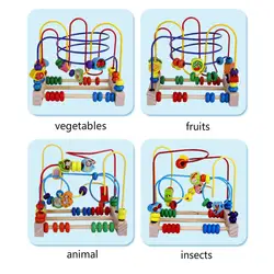 Деревянные развивающие математические игрушки Фрукты животные насекомые овощи круглые beadinfant ранние дети круглый шарик мальчик девочка