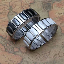 20 мм 22 мм черные и белые керамические Ремешки для наручных часов из нержавеющей стали для модных бриллиантовых часов высококачественные аксессуары для часов