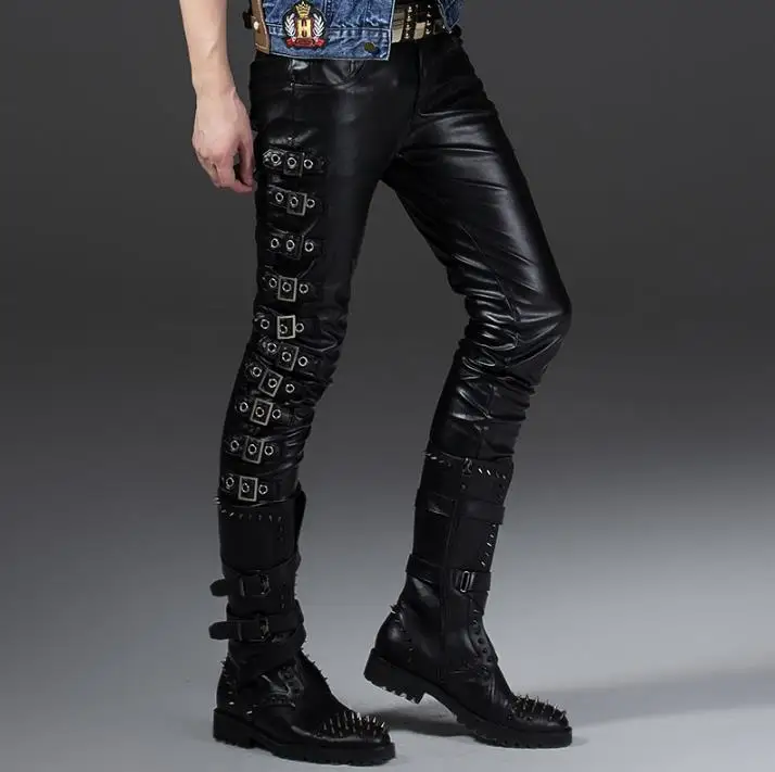 Black dance stage personality punk straight rivet harem Black dance stage personality punk straight rivet harem