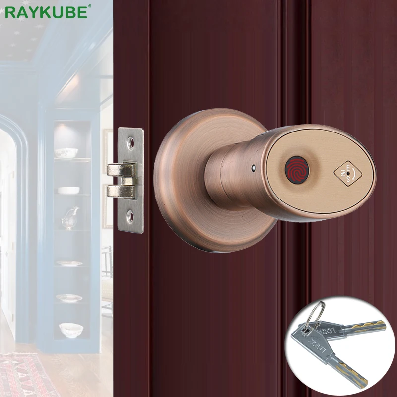  RAYKUBE Biometric Fingerprint Door Lock Knob Smart Keyless Deadbolt Lock Home Office Door Keyed Loc - 33022871833