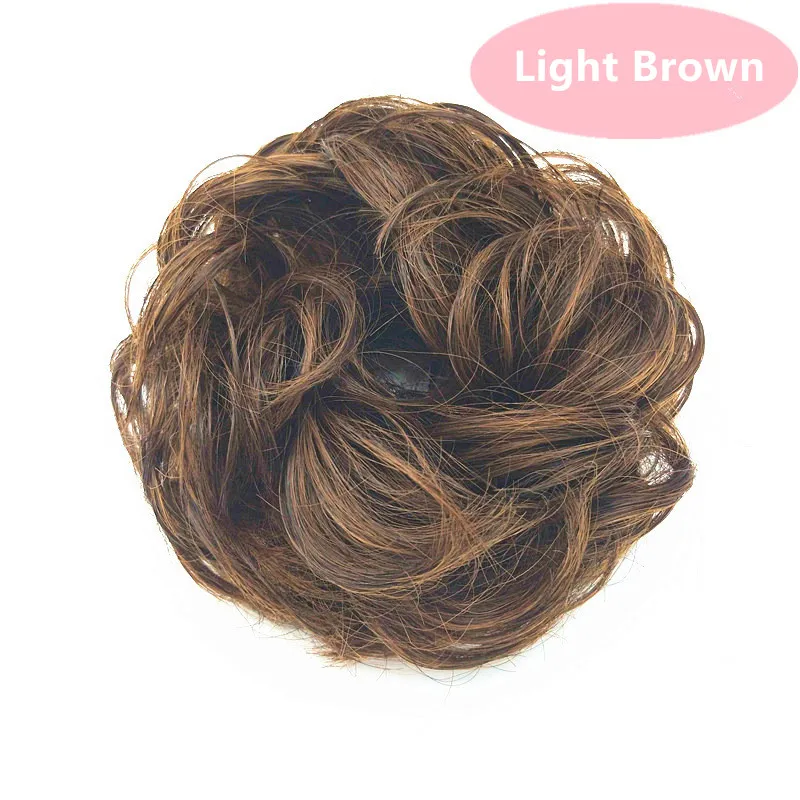 Женский кудрявый шиньон заколка для волос шиньон булочка для невесты 4 цвета синтетическое высокотемпературное волокно шиньон - Цвет: light brown