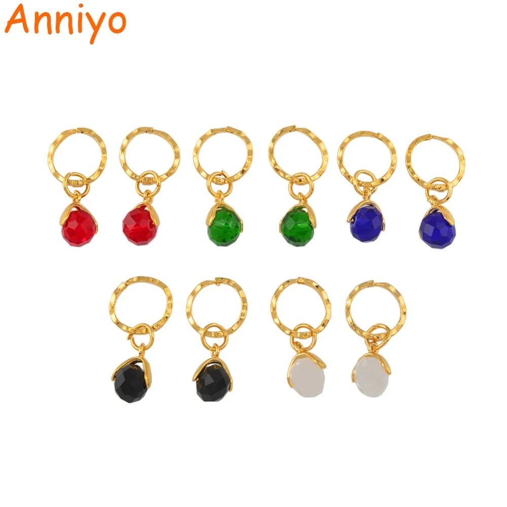 

Anniyo Small Stone Earrings for Girls Women With Spring Ring Gold Color Mini Earring Marshall Micronesia Jewelry Gifts #138806