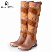 Prova Perfetto, модные брендовые женские теплые сапоги в европейском стиле, цельный наручный мат, латексные сапоги до колена с мягкой подошвой
