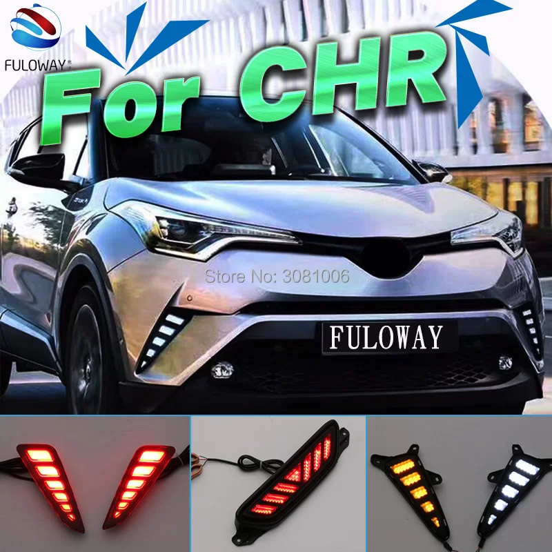 

LED DRL Daytime Running Lights Rear Bumper Fog Lamp Turning Signal Brake Taillight Warning Light For Toyota CHR C-HR 2016 2017
