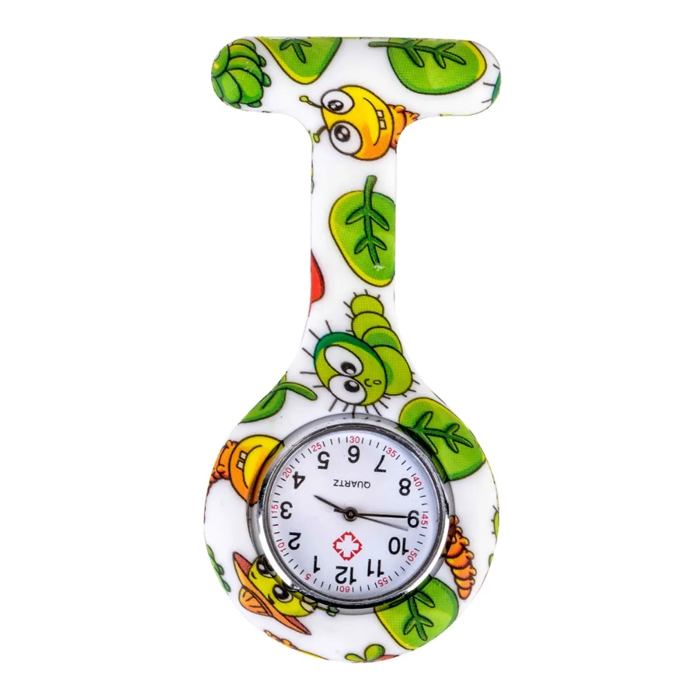 Shellhard модные принты красочные медсестры часы доктор портативный брелок карманные броши для часов Силиконовые кварцевые медицинские круглые часы