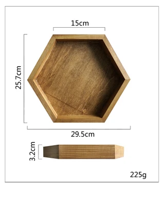 SWEETGO шестигранный деревянный поднос ручной работы 20 см/30 см/40 см из дерева под кофе, тарелки, украшение стола, десерт, макияж, ювелирный держатель - Цвет: Light coffee medium