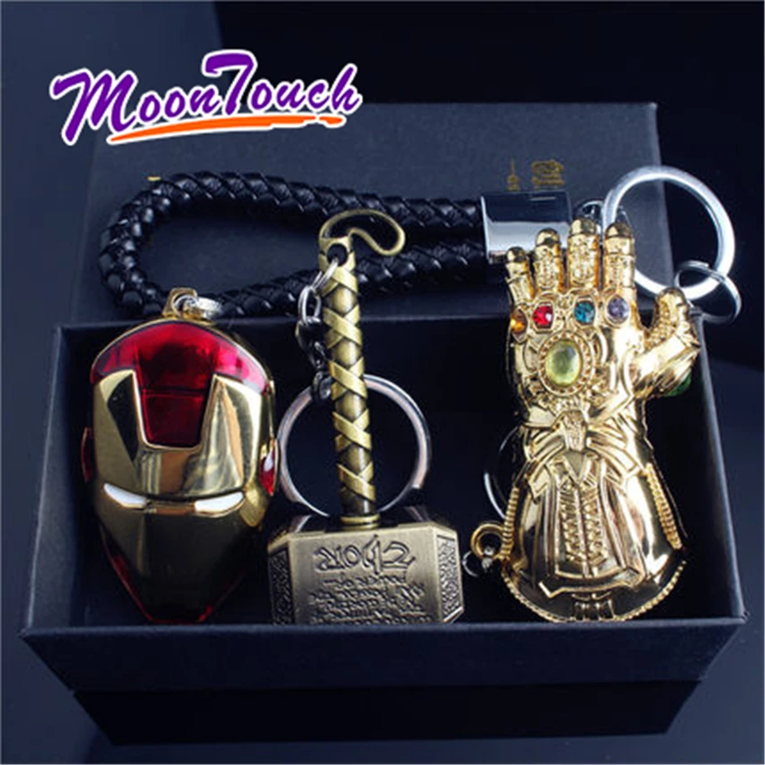 

Metal Marvel Avengers Keychain American Captain Iron Man Mask Fighting Gloves Keychain Keyring Key Gift Toys Home Decoration