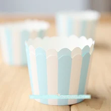 Сине-белые полосатые бумажные кексы принадлежности для выпечки чашки вкладыши Чехлы, Свадебные вечерние украшения мини чашки для торта