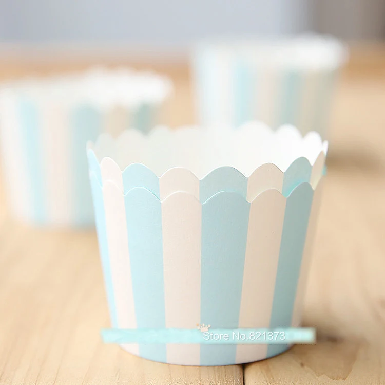 

Free Shipping blue white striped paper cupcake baking supplies cups liners cases, wedding party party decoration mini cake cup