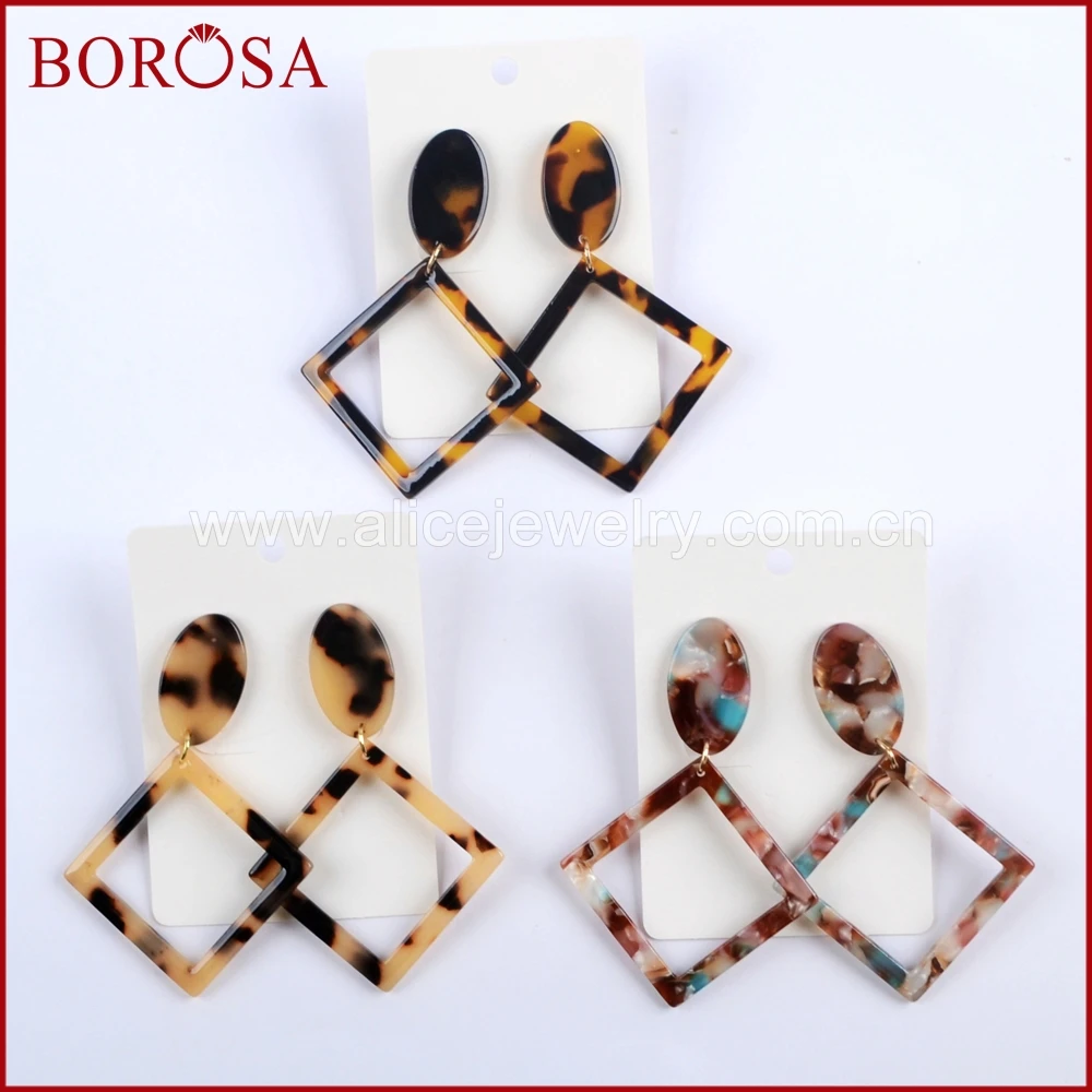 BOROSA 2018 заявление модные серьги квадратной формы Красочные леопардовым принтом