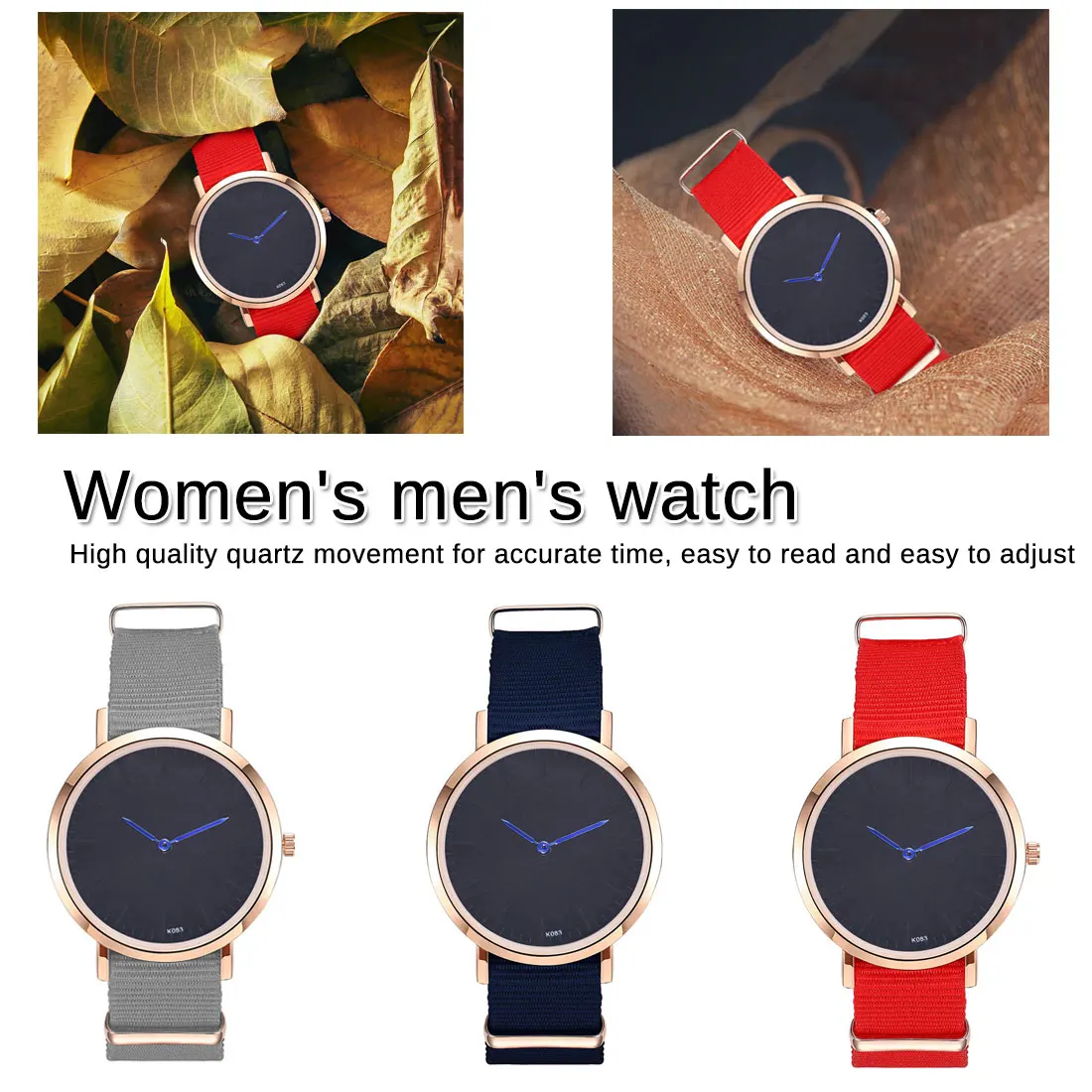 

Casual Simple Watch Clock Ultra Thin Canvas Band Stainless Steel Women Men Watches Sport Wrist Watch