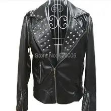 Мужская модная куртка из искусственной кожи с заклепками в стиле панк певец сценический костюм в стиле хип-хоп Клубная одежда DJ костюмы