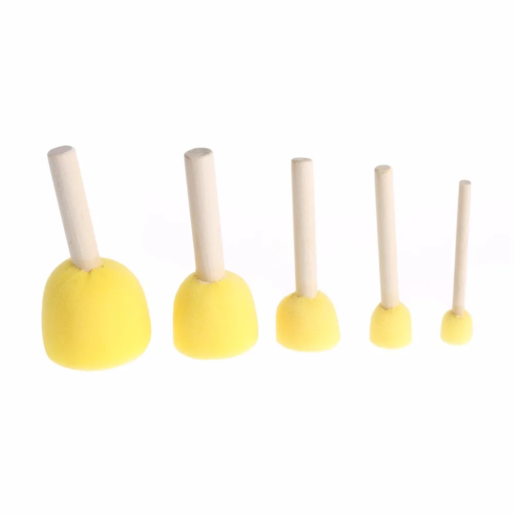 5Pcs/Set Round Sponge Paint Brush with Wood Handle Art Graffiti 5Pcs/Set Round Sponge Paint Brush with Wood Handle Art Graffiti