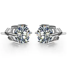0.5CT долларов США/шт классический шесть зубцов круглый Charles& Colvard пуш-ап золотые серьги гвоздики 14 K белый золотые женские серьги