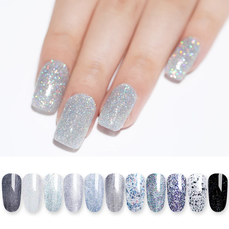 LILYCUTE Glitter Gel Nail Polish 5ML Soak Off UV Gel Nail Art Varnish Semi Permanent Gel 4