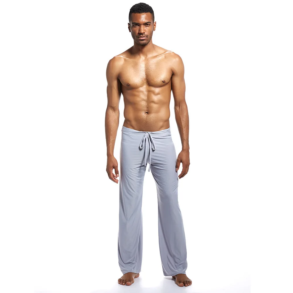 Мужская одежда для сна нижняя часть пижамы штаны для отдыха удобная мужская домашняя одежда сексуальное свободное белье, пижамы брюки плюс размер - Цвет: gray