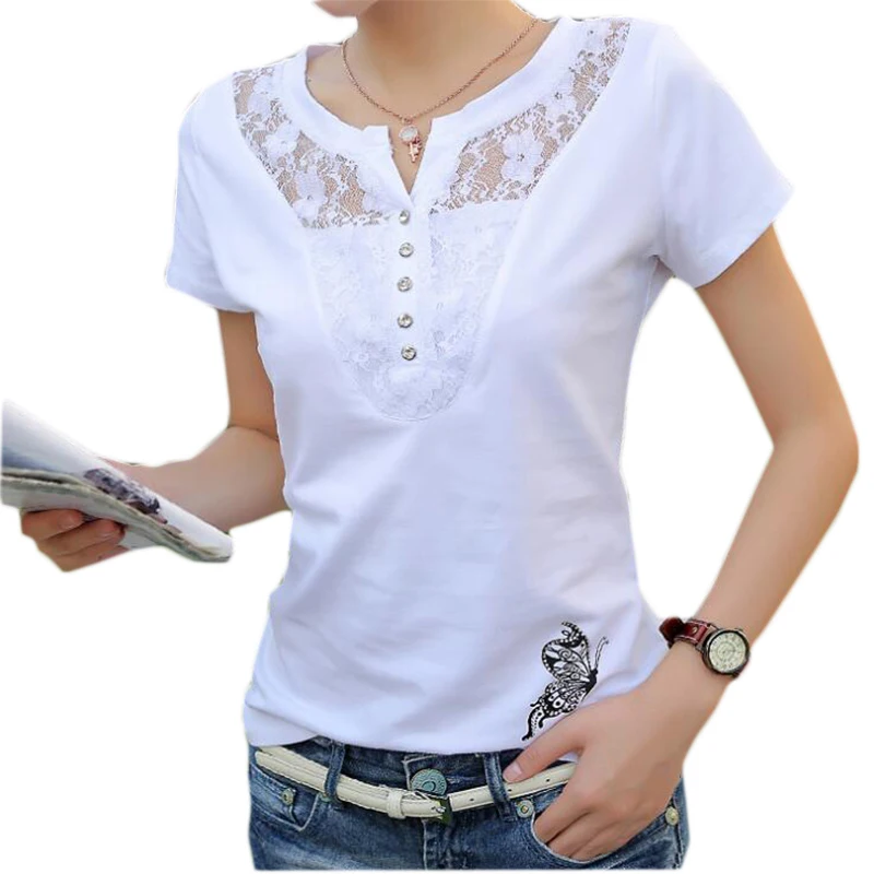 FEKEHA летняя футболка для женщин повседневные женские футболки хлопковые белые