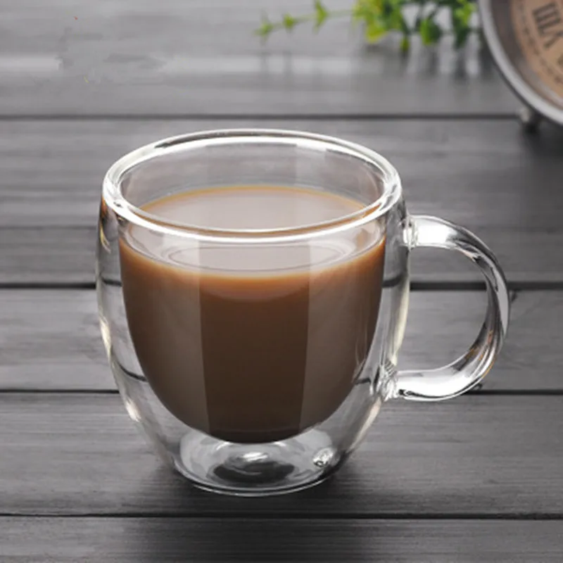 150 ml komplet kavnih skodelic, čajne skodelice, ročno izdelane kreativne pisarniške skodelice, toplotnoizolacijske prozorne posode za pijačo, dvojne steklene skodelice_voghion.com