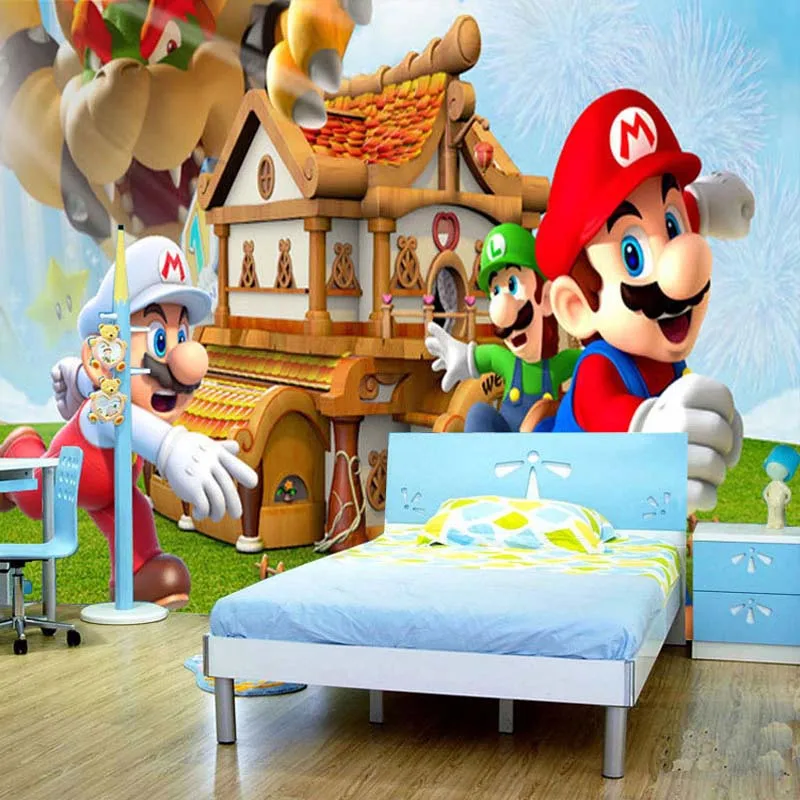 Qualquer tamanho personalizado mural papel de parede 3d estéreo dos desenhos animados fresco quarto do miúdo do jardim de infância linda decoração papel de parede papel de parede infantil