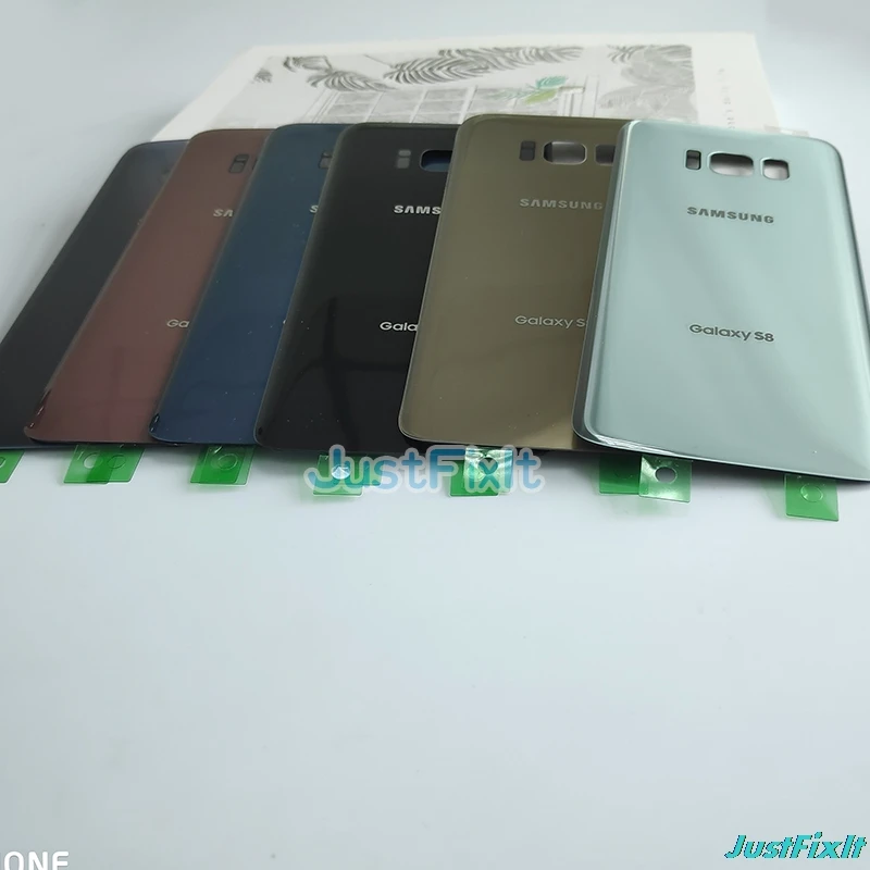 Для SAMSUNG Galaxy S8 G950 + S8Plus G955 Задняя крышка батареи Дверь стеклянная Корпус чехол