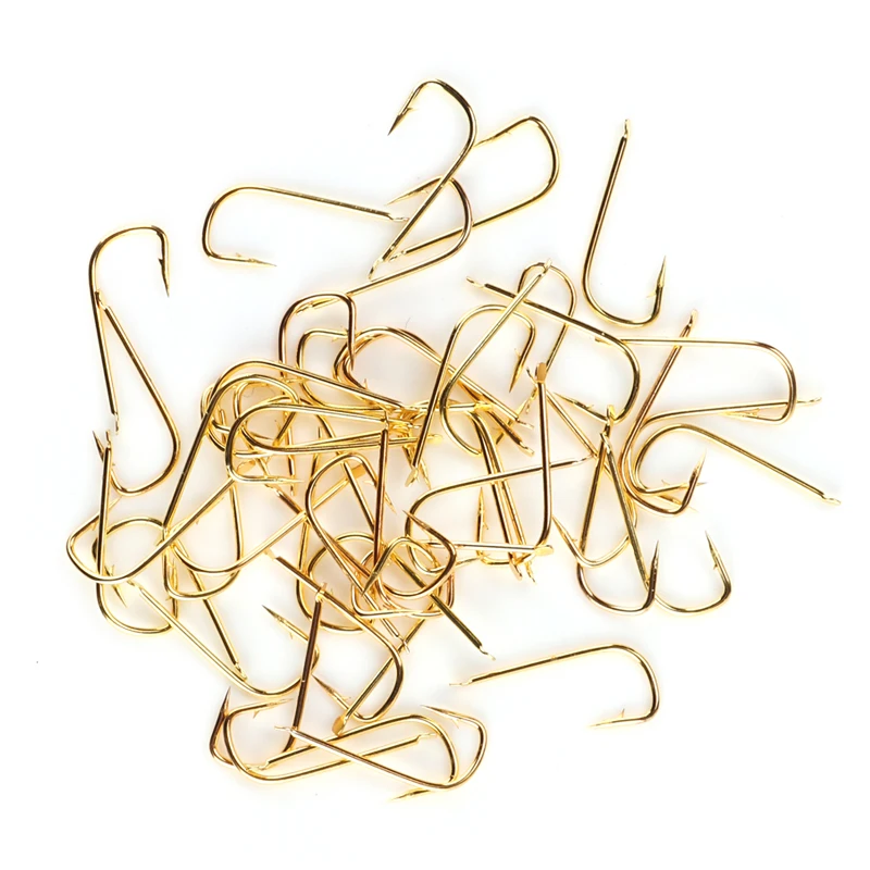 GUGUFISH 100Pcs Kanto Barbless Hooks fishing hooks #1-#8 High carbon steel Carbon Gold and Red Bait Holder Fish Hook Set