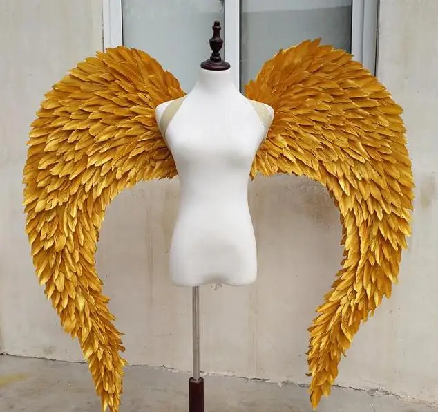 

EMS free shipping gold angel wings fashion wings props catwalk show props festival Angel Feather wings Window props wedding show