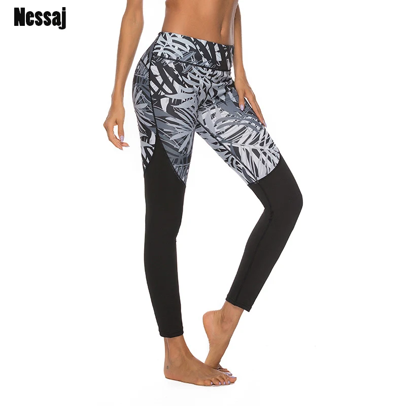 

Nessaj 3D Print Leggings Sexy Fitness Patchwork Skinny Workout High Waist Jeggings Push Up Hip Pants Booty Compression Leggings
