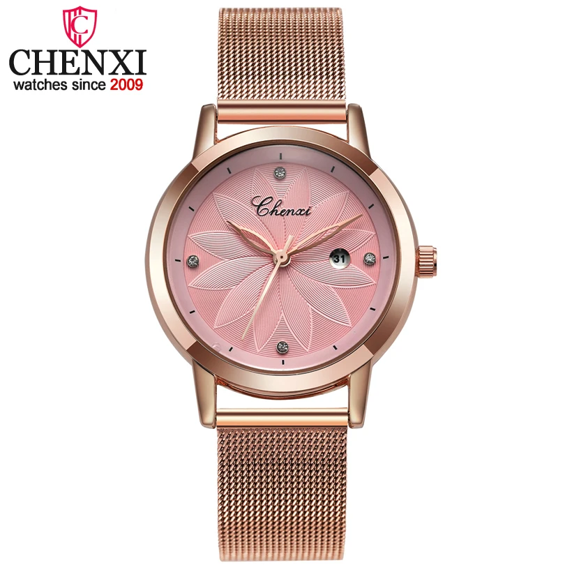 CHENXI Women Quartz Watches Ladies To Brand Luxury Wristwatches Clock Calendar Rose Gold Wrist Watches Relogio