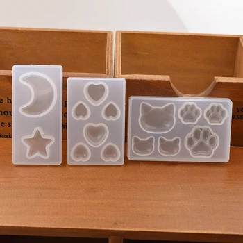 Silicone Mold cat bear paw heart moon star Resin Silicone Mould handmade DIY Resin Jewelry Making epoxy resin molds double one silicone mold gourd cabochon beads with hole mould for resin jewelry making diy craft