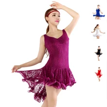 Элегантные сексуальные кружевные коктейльные платья синего, фиолетового, белого, черного и красного цветов для женщин, платья из сальса, одежда/латинский танец сальсы, платья